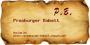 Presburger Babett névjegykártya